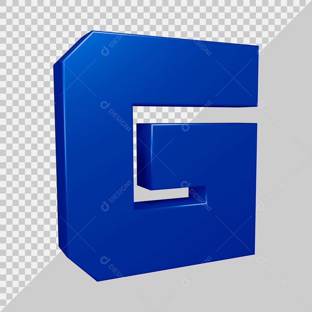 Elemento 3D Para Composição Letra G Azul PSD