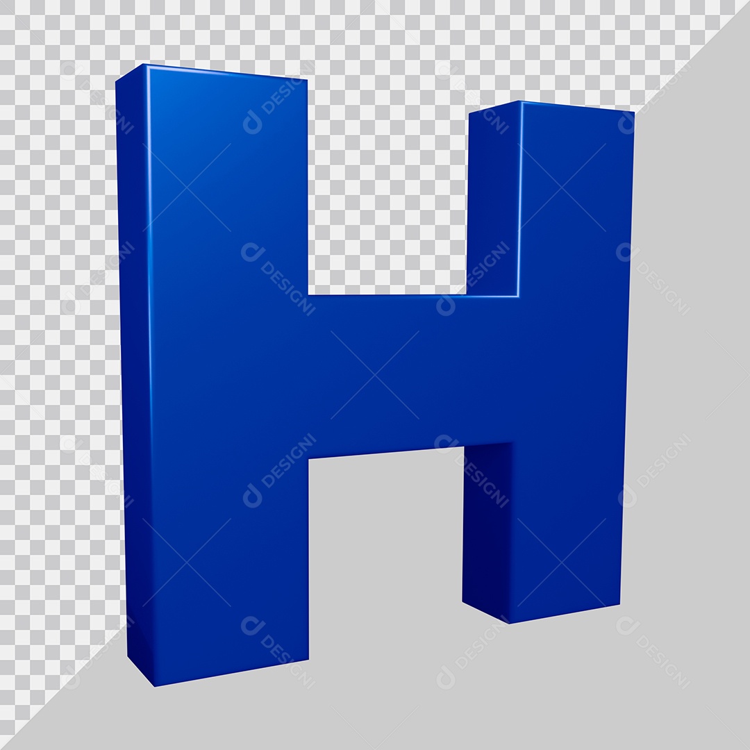 Elemento 3D Para Composição Letra H Azul PSD