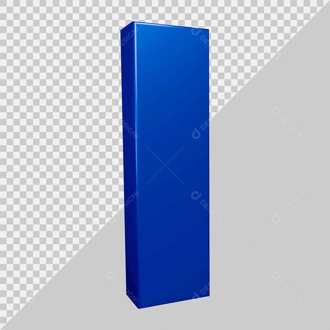 Elemento 3D Para Composição Letra I Azul PSD