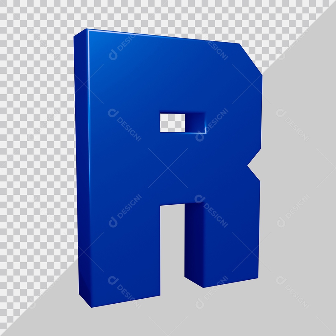 Elemento 3D Para Composição Letra R Azul PSD