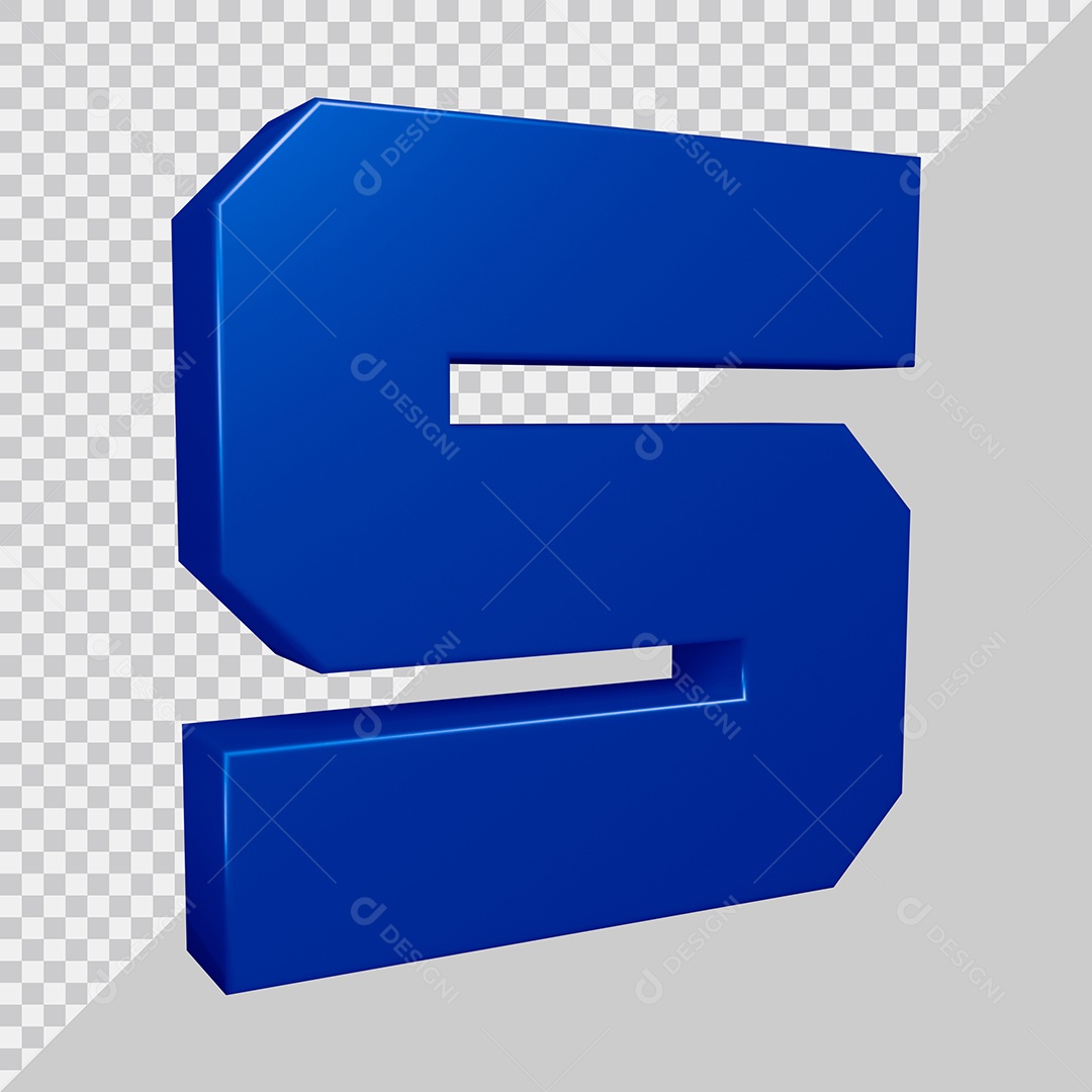 Elemento 3D Para Composição Letra S Azul PSD
