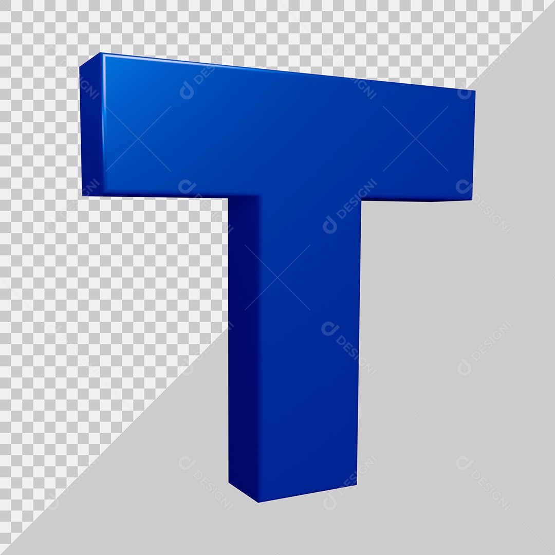 Elemento 3D Para Composição Letra T Azul PSD