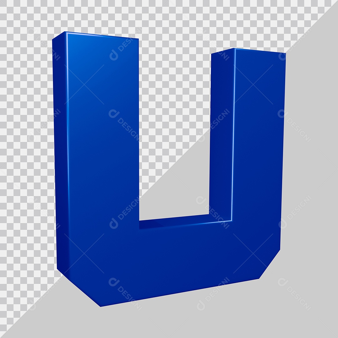 Elemento 3D Para Composição Letra U Azul PSD