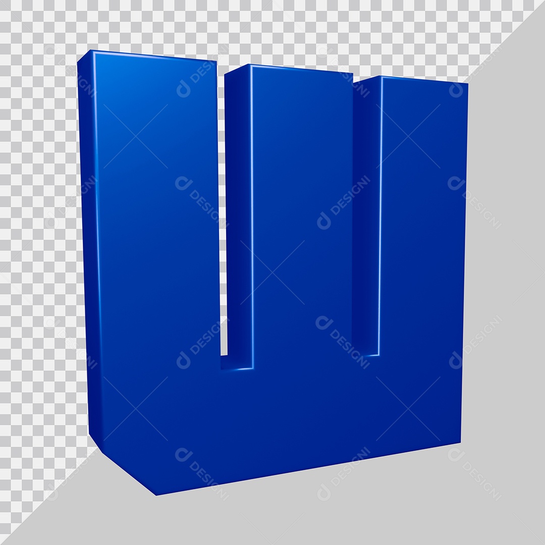 Elemento 3D Para Composição Letra W Azul PSD
