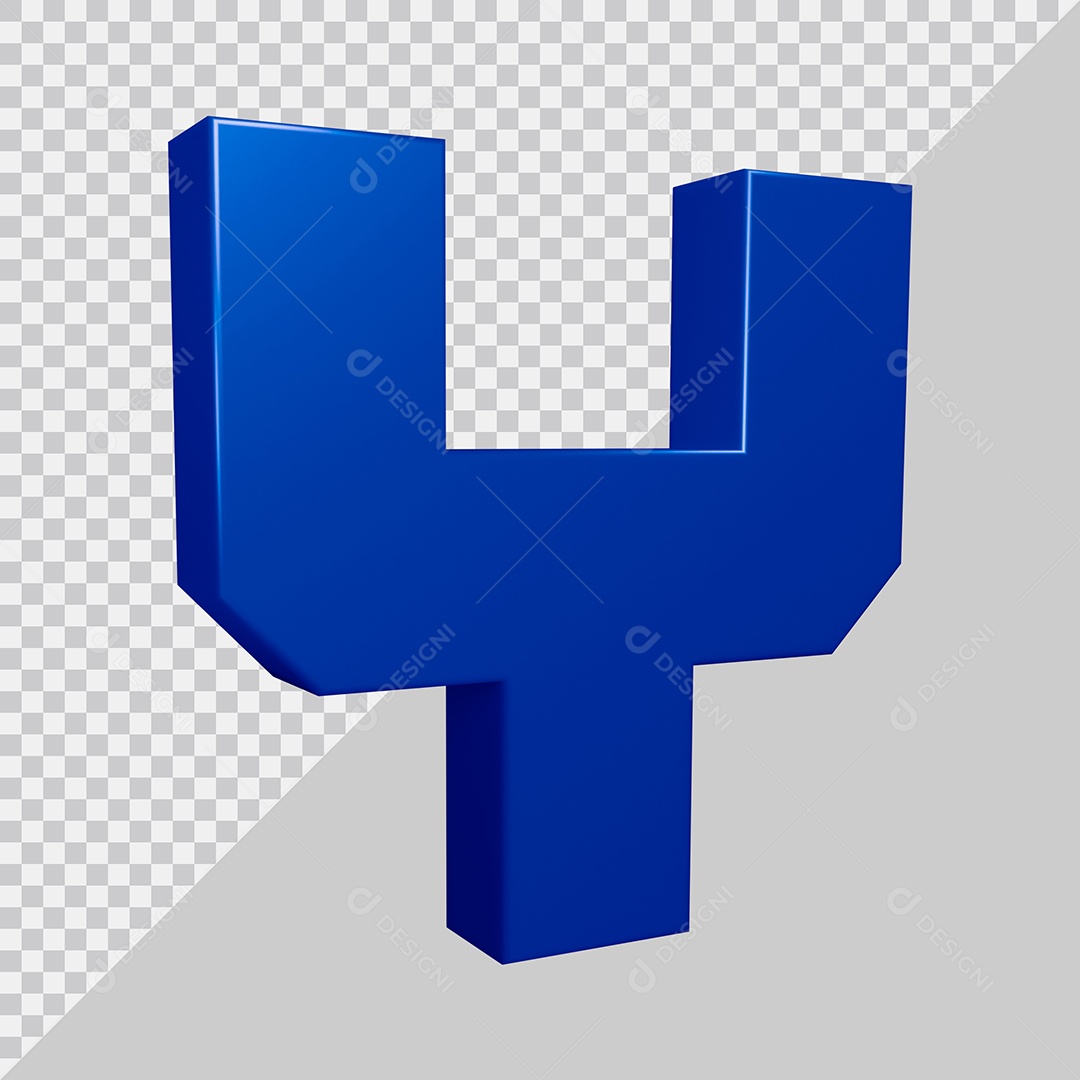 Elemento 3D Para Composição Letra Y Azul PSD