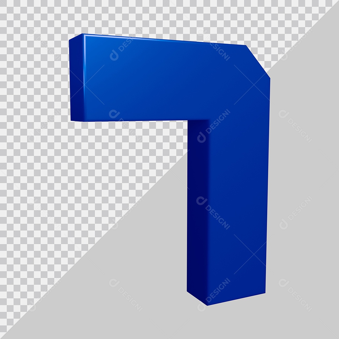 Elemento 3D Para Composição Número 7 Azul PSD