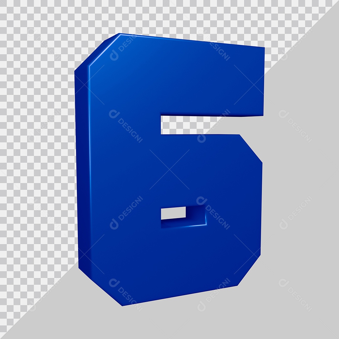 Elemento 3D Para Composição Número 6 Azul PSD