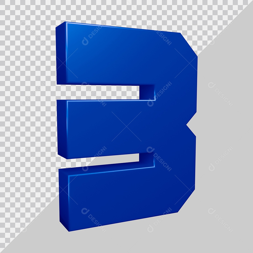 Elemento 3D Para Composição Número 3 Azul PSD