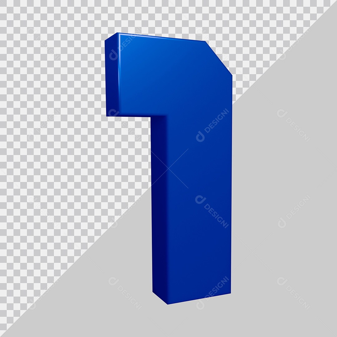 Elemento 3D Para Composição Número 1 Azul PSD