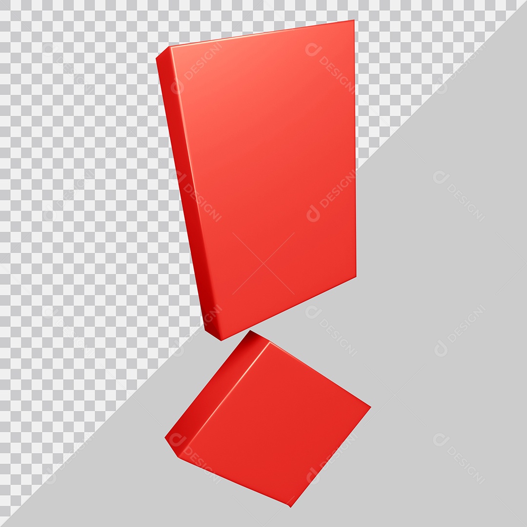 Elemento 3D Para Composição Símbolo de Ponto de Exclamação Vermelha PSD