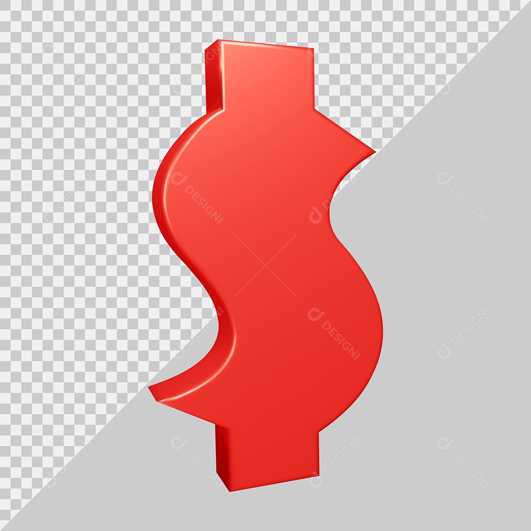 Elemento 3D Para Composição Símbolo do dólar $ Vermelha PSD