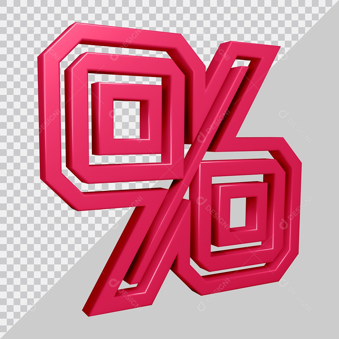 Elemento 3D Para Composição Símbolo de Porcentagem Rosa PSD