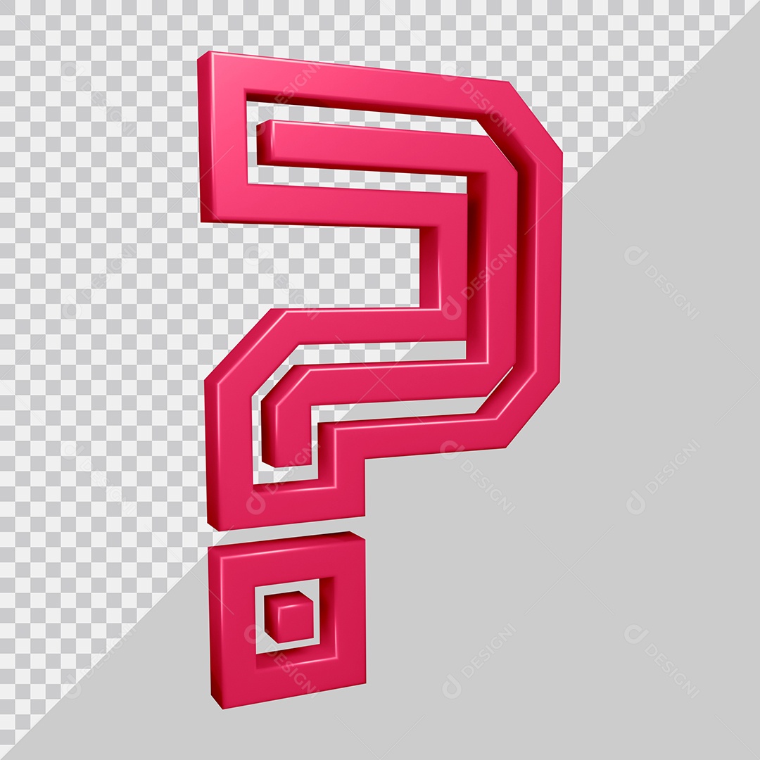 Elemento 3D Para Composição Símbolo de ponto de interrogação Rosa PSD