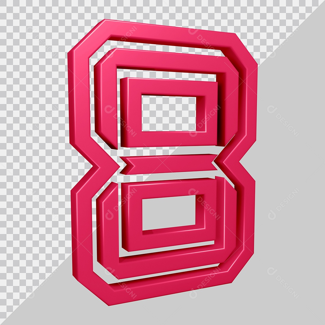 3D Element For Composition Number 8 Pink PSD