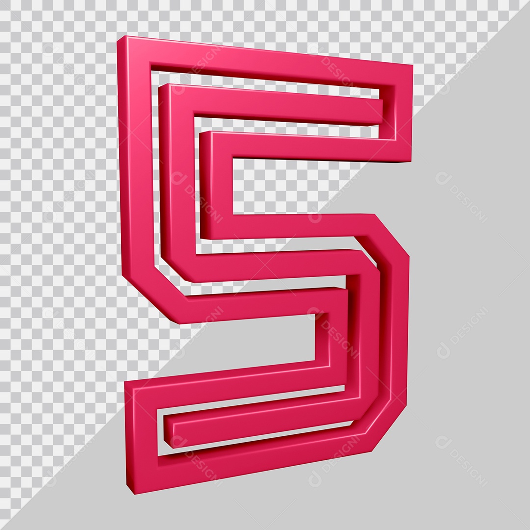 Elemento 3D Para Composição Número 5 Rosa PSD
