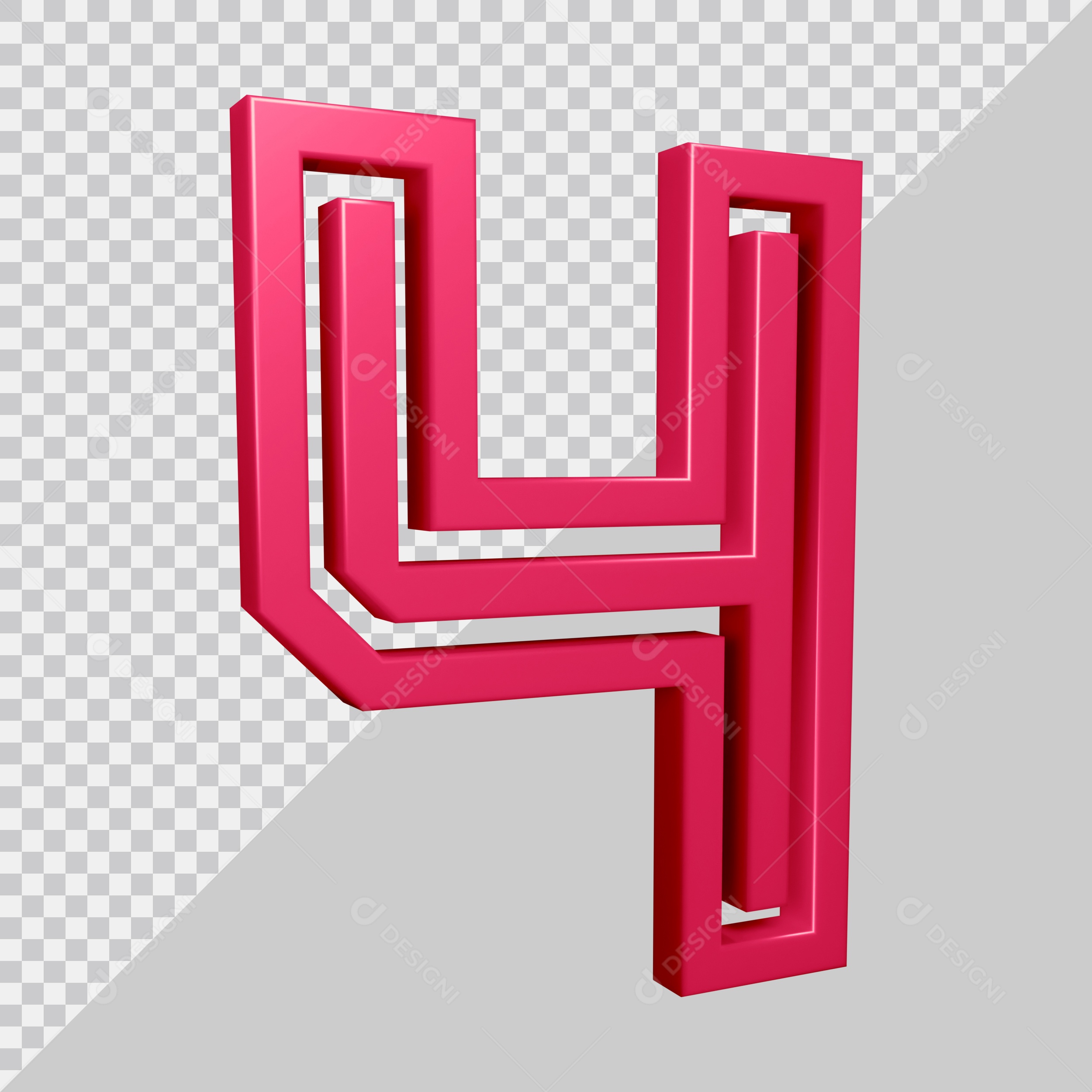 Elemento 3D Para Composição Número 4 Rosa PSD