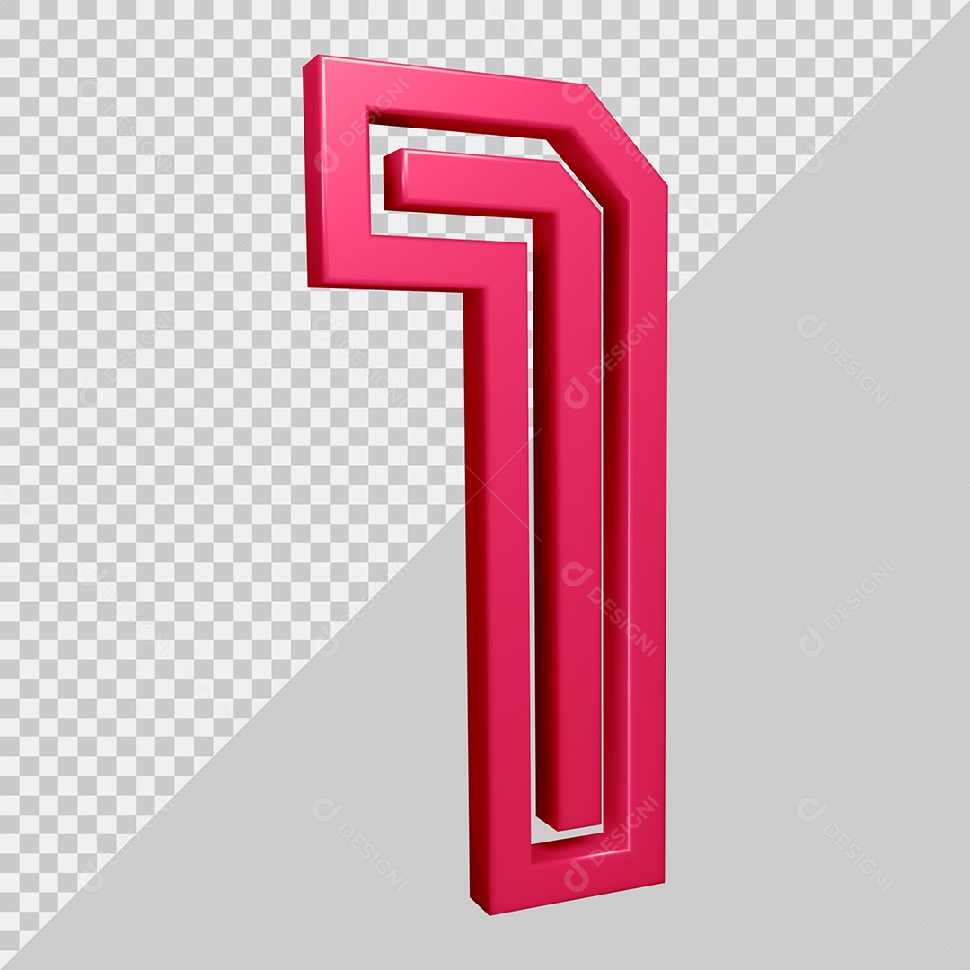 Elemento 3D Para Composição Número 1 Rosa PSD