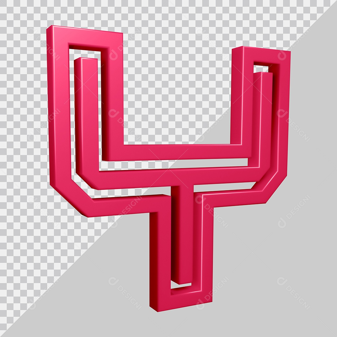 Elemento 3D Para Composição Letra Y Rosa PSD
