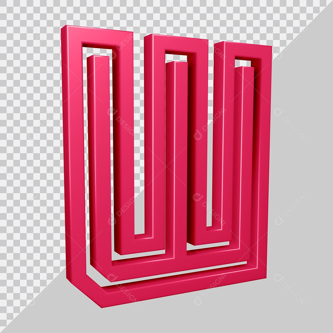 Elemento 3D Para Composição Letra W Rosa PSD