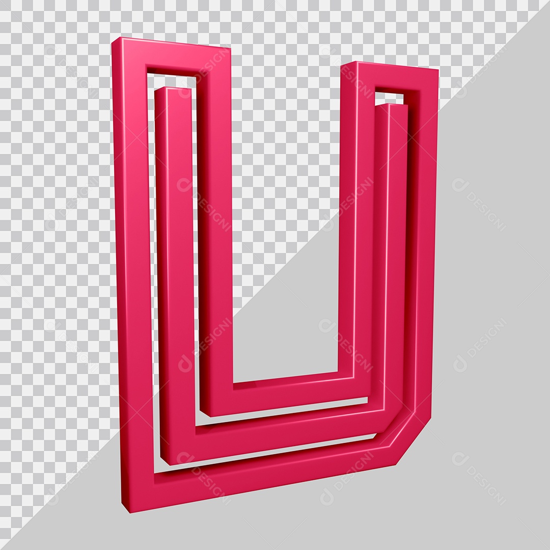 Elemento 3D Para Composição Letra V Rosa PSD