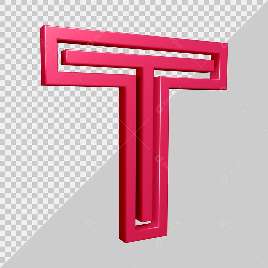 Elemento 3D Para Composição Letra T Rosa PSD