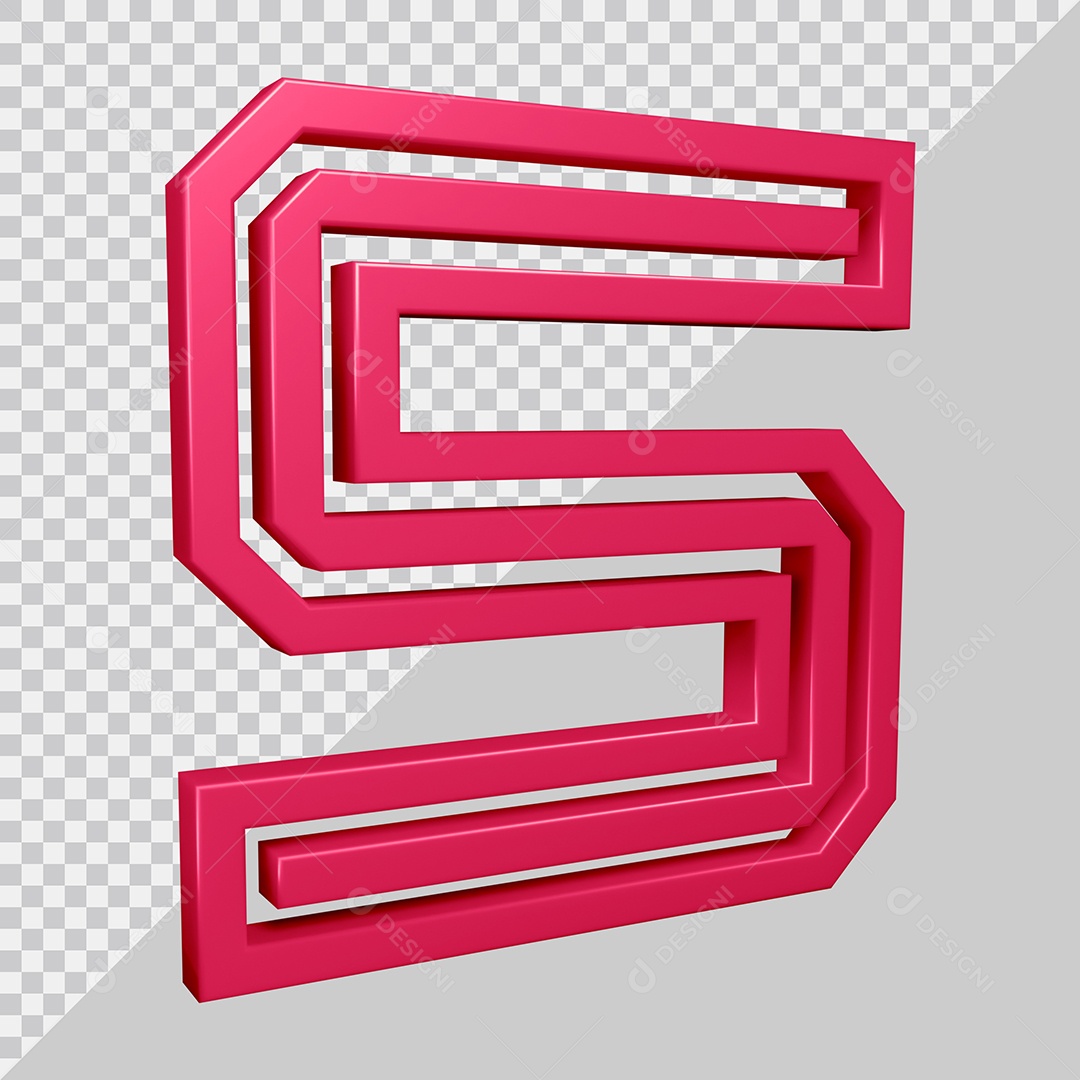 Elemento 3D Para Composição Letra S Rosa PSD