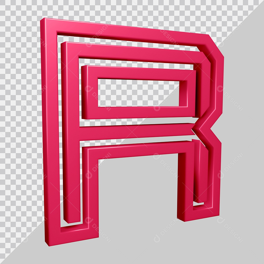 Elemento 3D Para Composição Letra R Rosa PSD