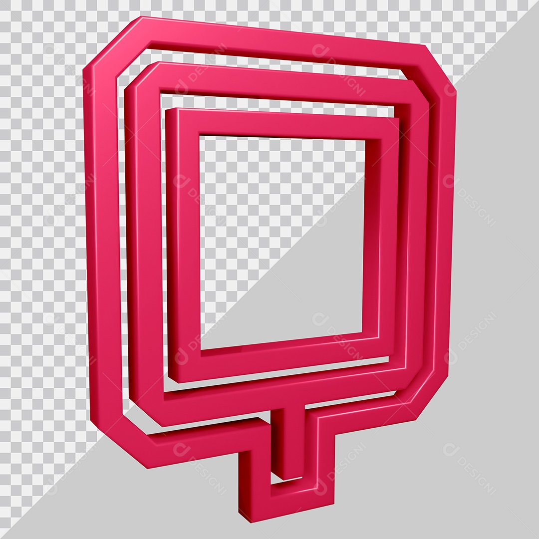 Elemento 3D Para Composição Letra Q Rosa PSD