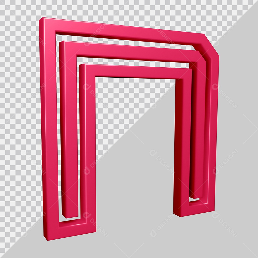 Elemento 3D Para Composição Letra N Rosa PSD