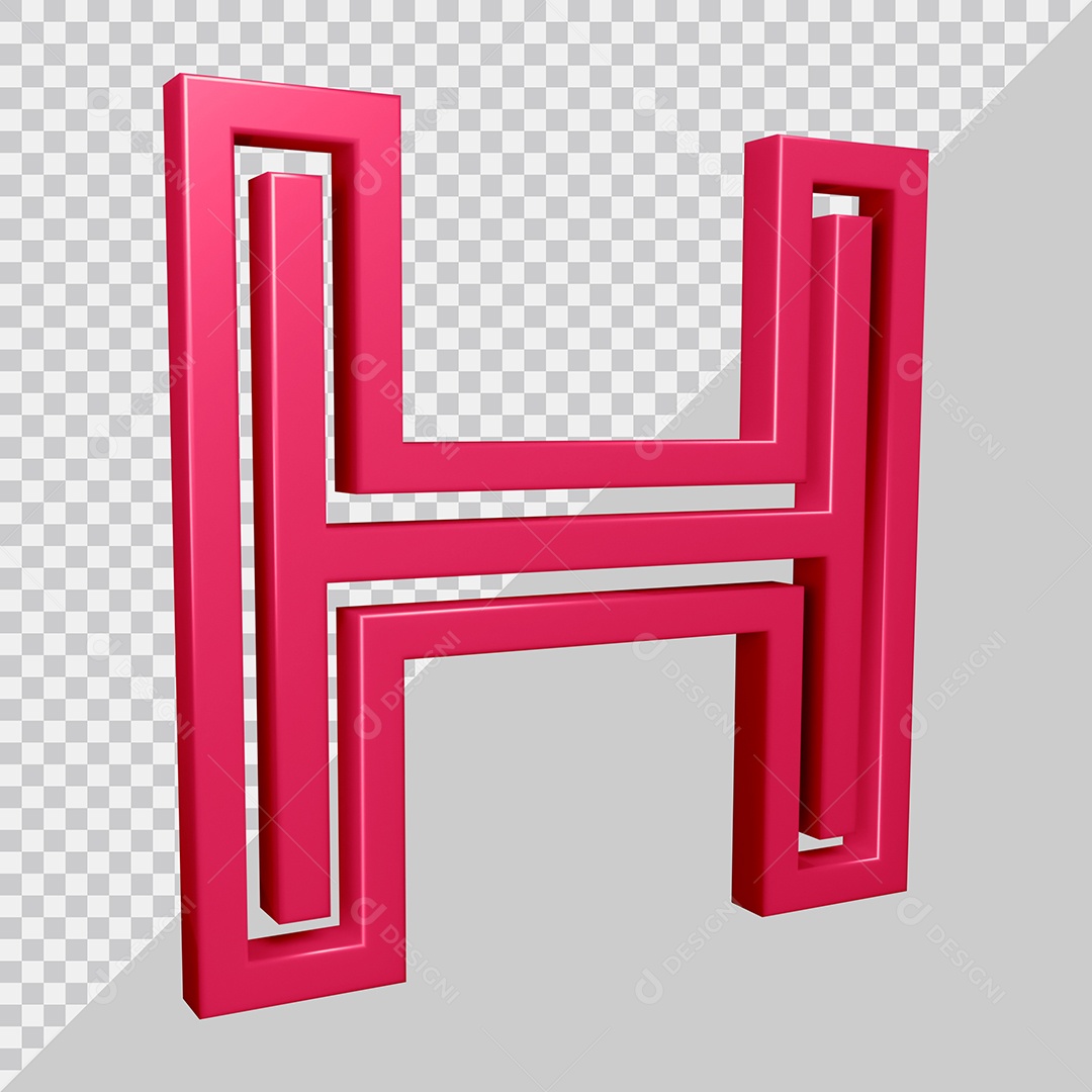 Elemento 3D Para Composição Letra H Rosa PSD