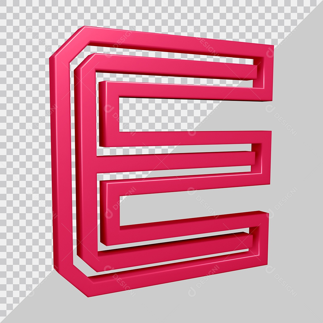 Elemento 3D Para Composição Letra E Rosa PSD