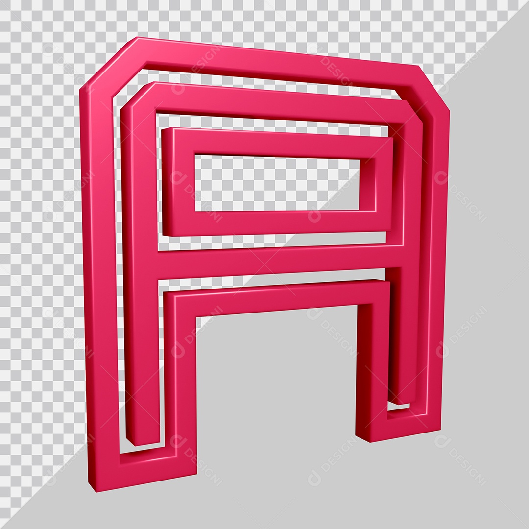 Elemento 3D Para Composição Letra A Rosa PSD