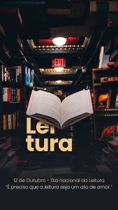 Story Dia Nacional da Leitura 12 de Outubro Literatura Livros Leitores Social Media PSD Editável
