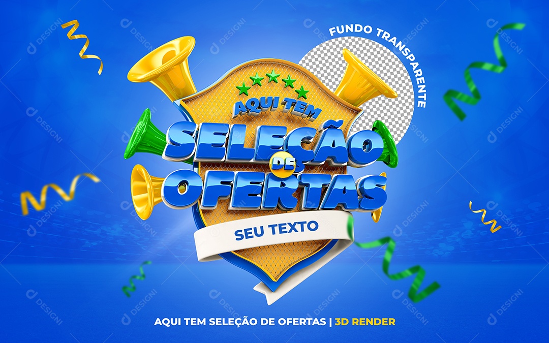 Selo 3D Seleção De Ofertas Azul e Amarelo PSD