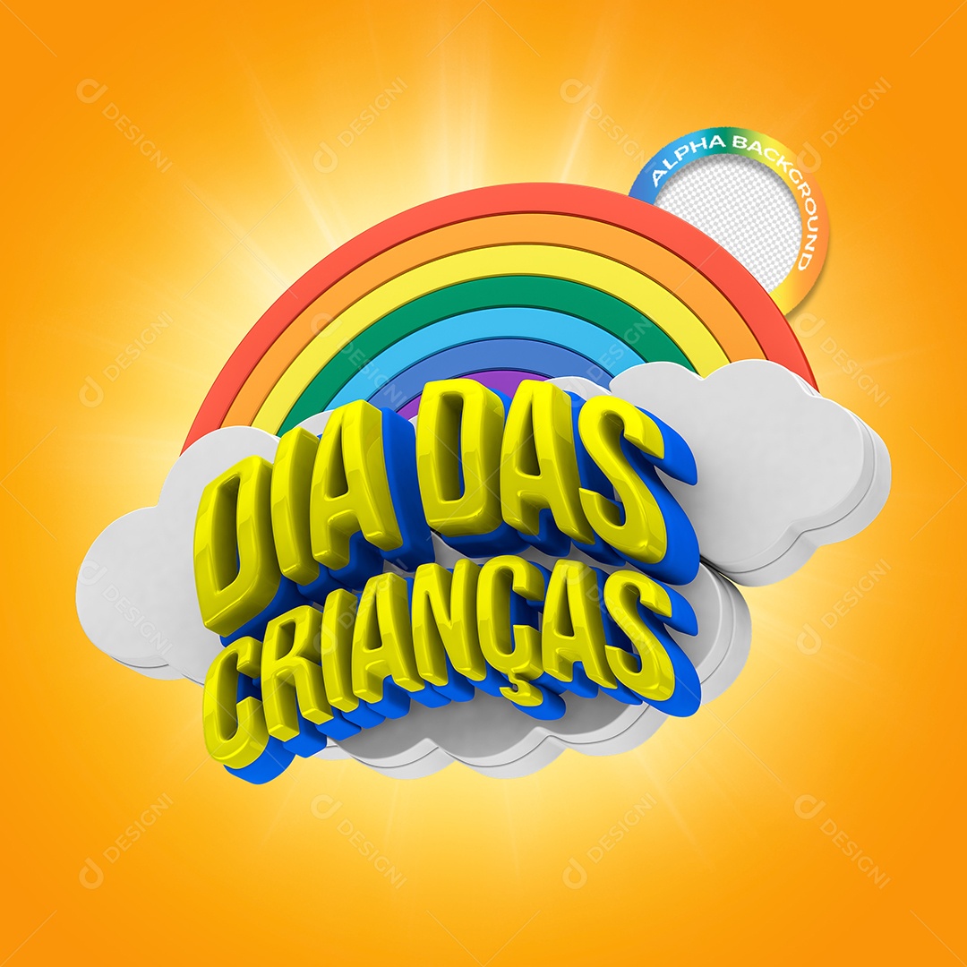 Dia das crianças Selo 3D para Composição PSD
