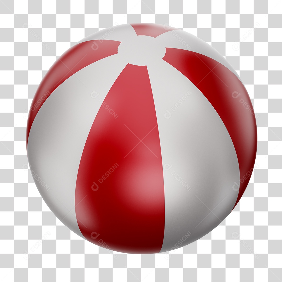 Bola de Futebol Branco e Vermelho Brinquedo Infantil Elemento 3D PNG
