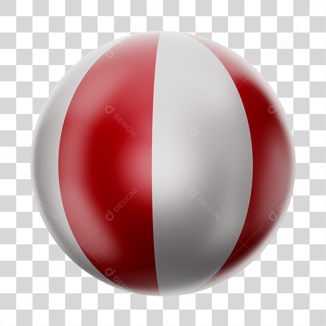 Bola de Futebol Branco e Vermelho Brinquedo Infantil Elemento 3D PNG