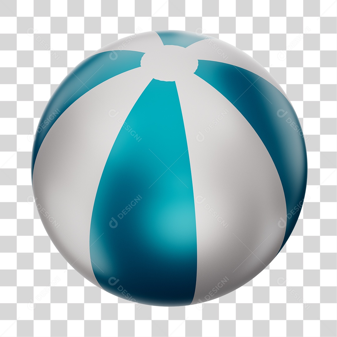Bola de Futebol Branco e Azul Brinquedo Infantil Elemento 3D PNG