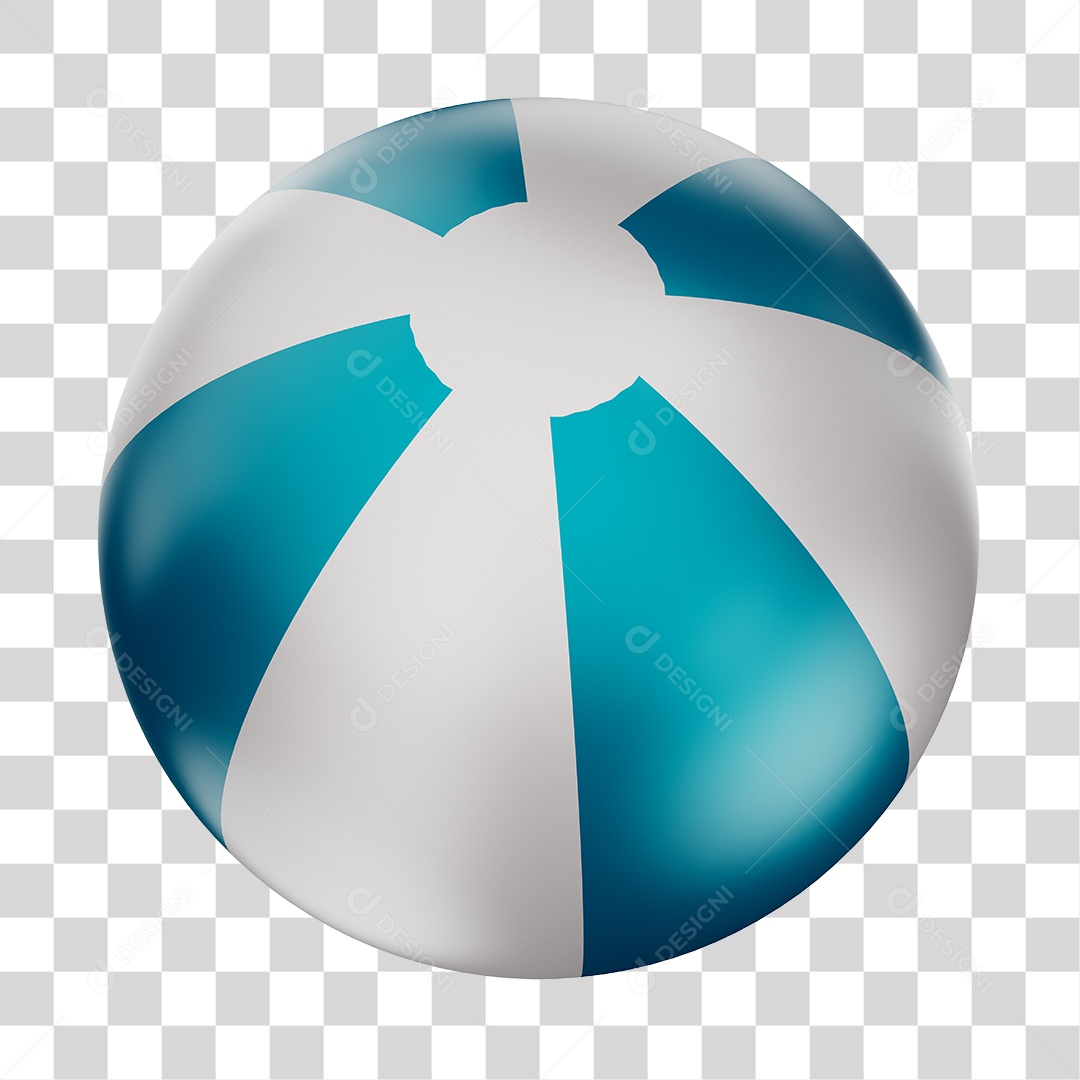 Bola de Futebol Branco e Azul Brinquedo Infantil Elemento 3D PNG