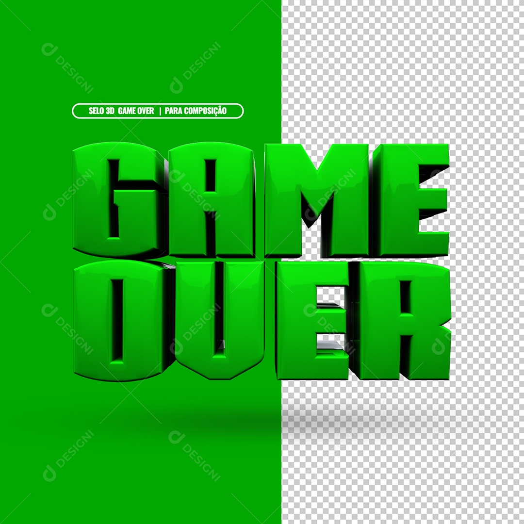 Gamer Over Texto 3D Verde para Composição PSD