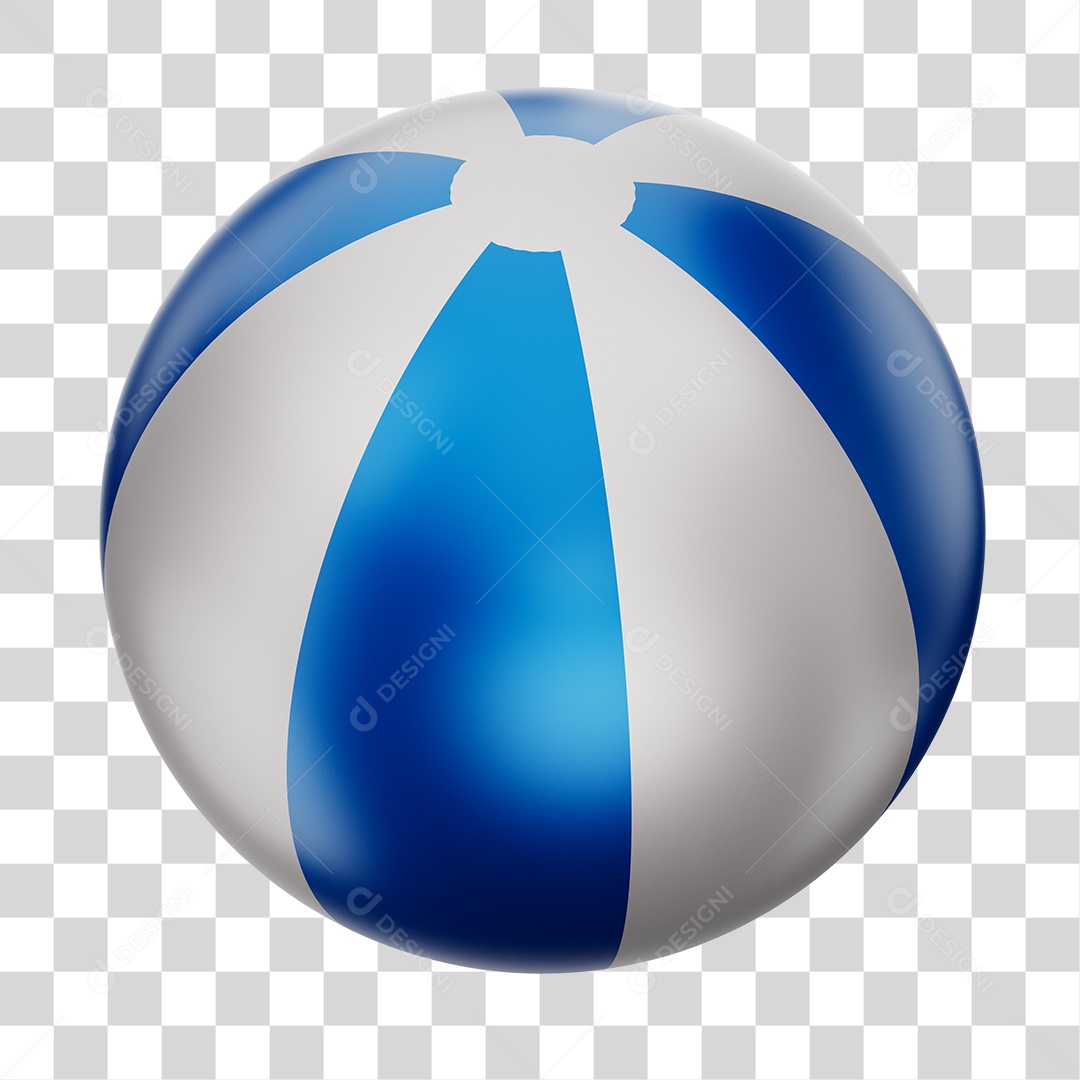 Bola de Futebol Branco e Azul Brinquedo Infantil Elemento 3D PNG