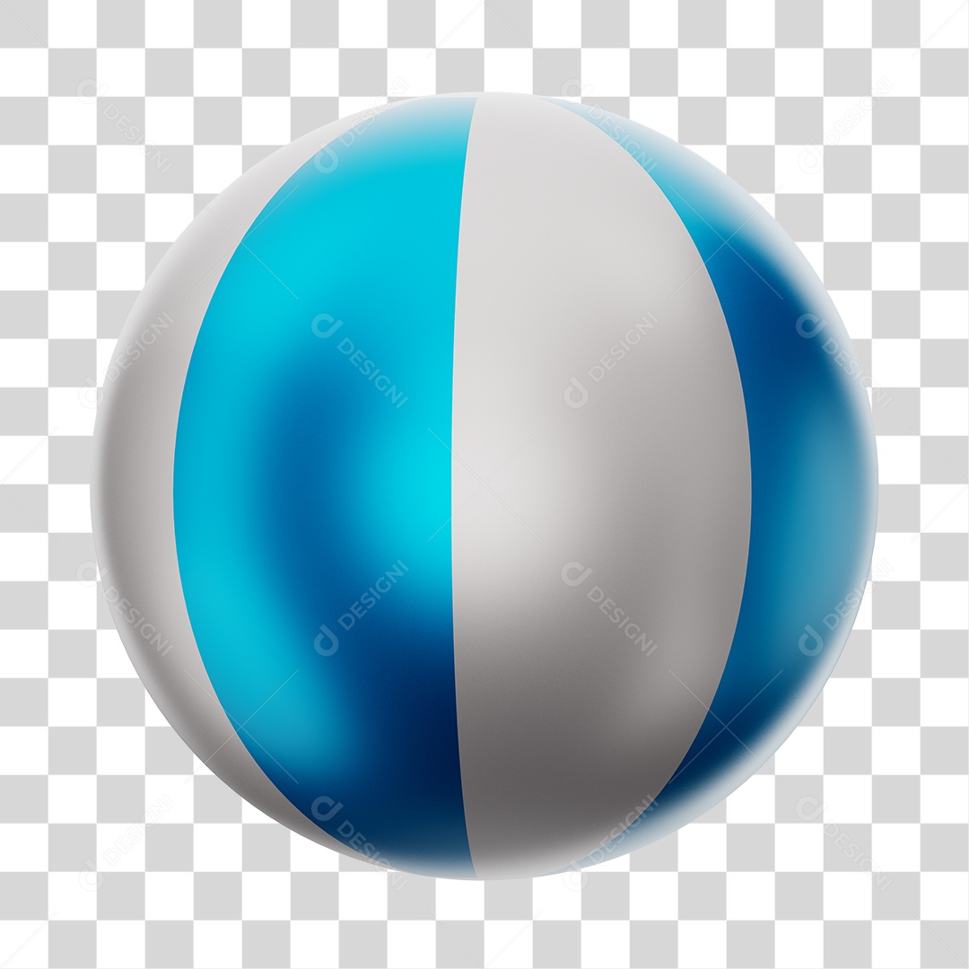 Bola de Futebol Branco e Azul Brinquedo Infantil Elemento 3D PNG