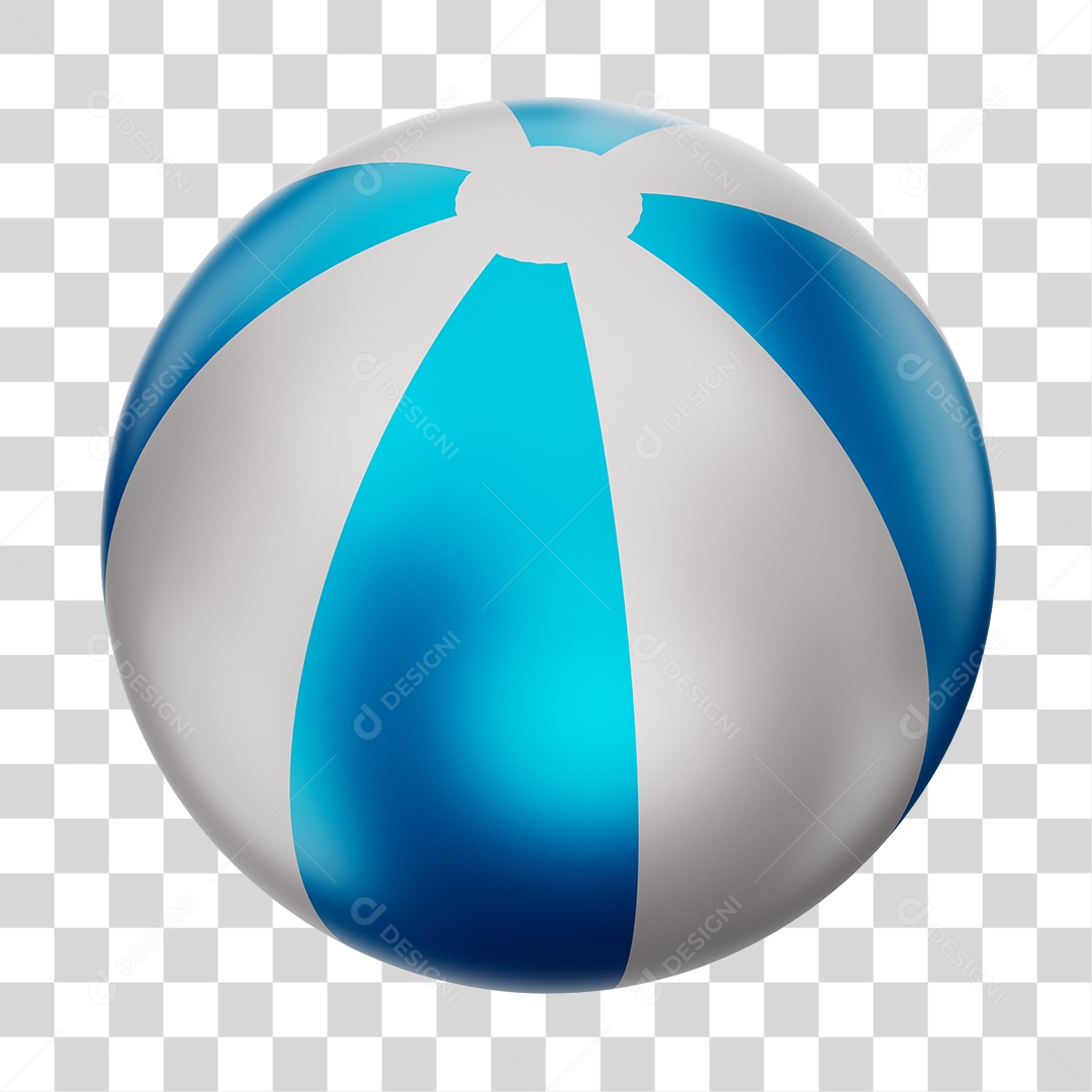 Bola de Futebol Branco e Azul Brinquedo Infantil Elemento 3D PNG