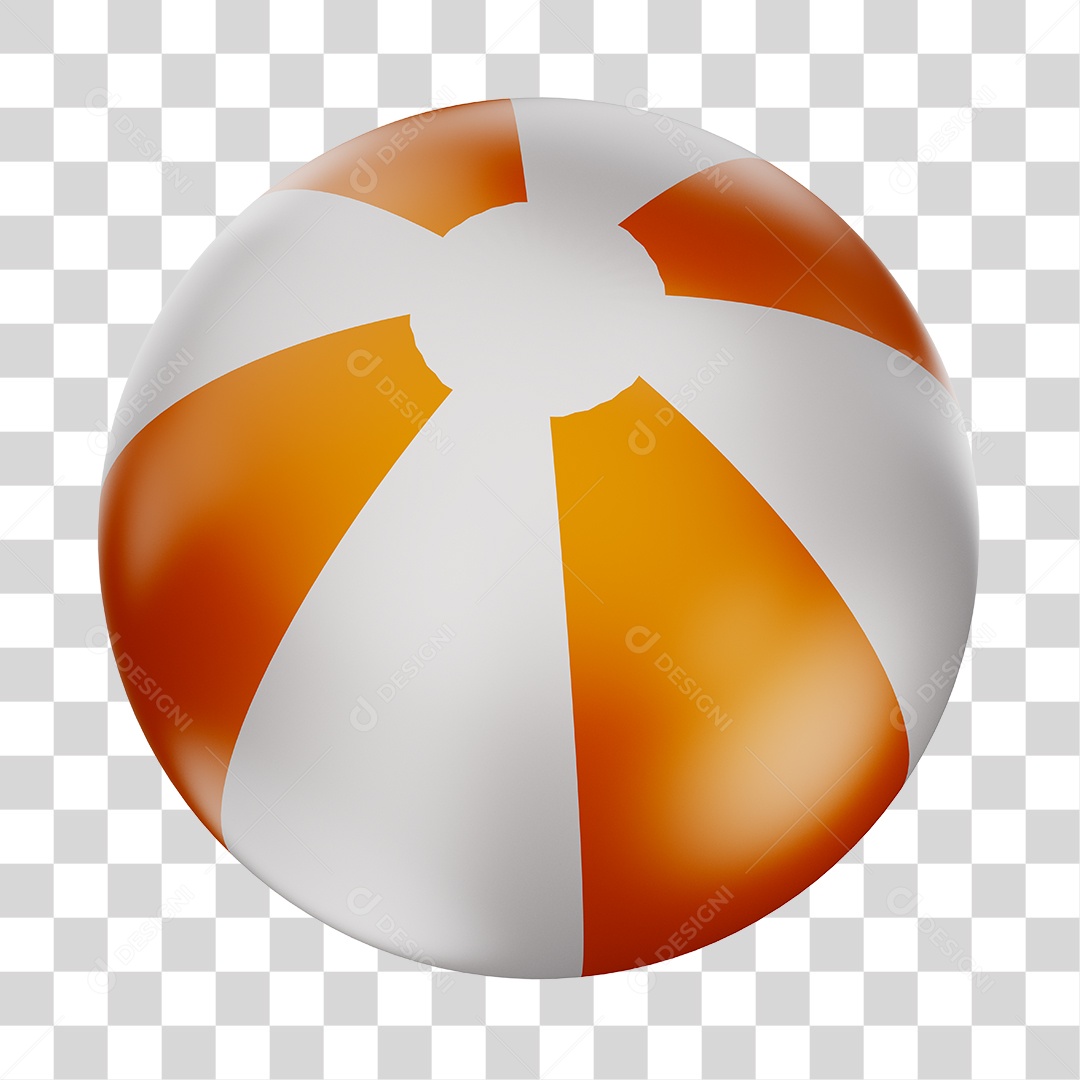 Bola de Futebol Branco e Laranja Brinquedo Infantil Elemento 3D PNG