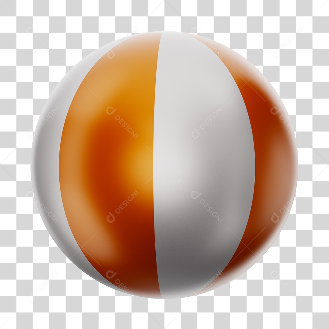 Bola de Futebol Branco e Laranja Brinquedo Infantil Elemento 3D PNG