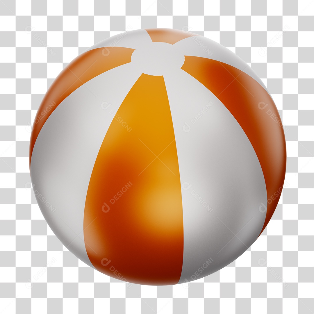 Bola de Futebol Branco e Laranja Brinquedo Infantil Elemento 3D PNG