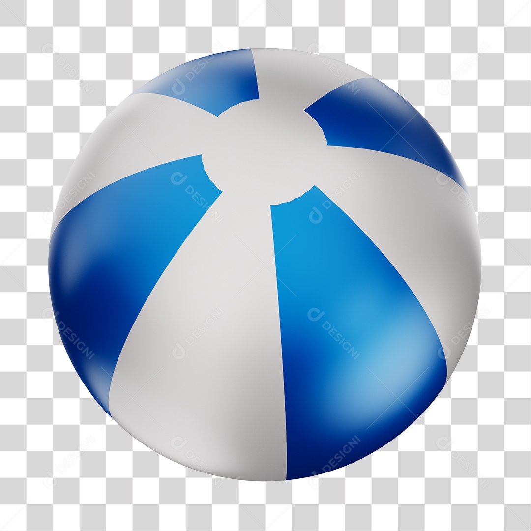 Bola de Futebol Branco e Azul Brinquedo Infantil Elemento 3D PNG