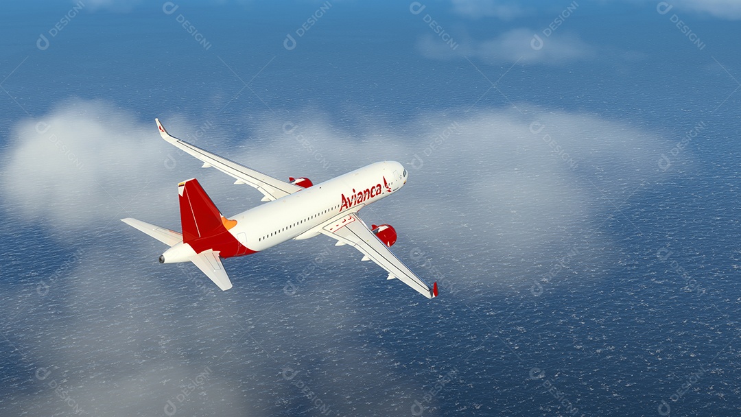 Avião voando sobre as nuvens.