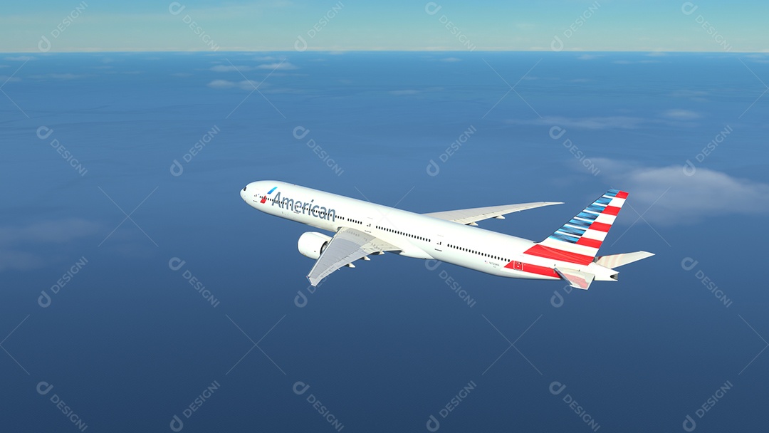 Avião voando sobre as nuvens.