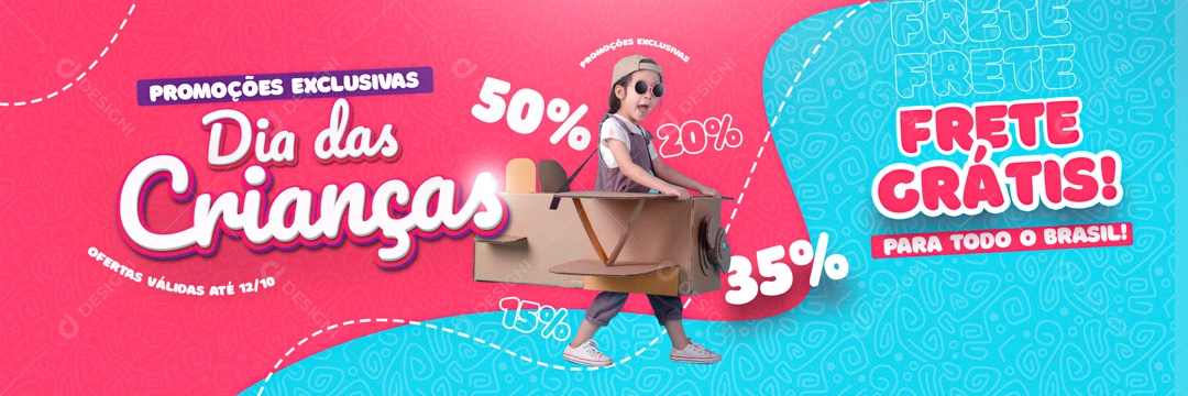 Banner Dia Das Crianças Frete Grátis Social Media PSD Editável